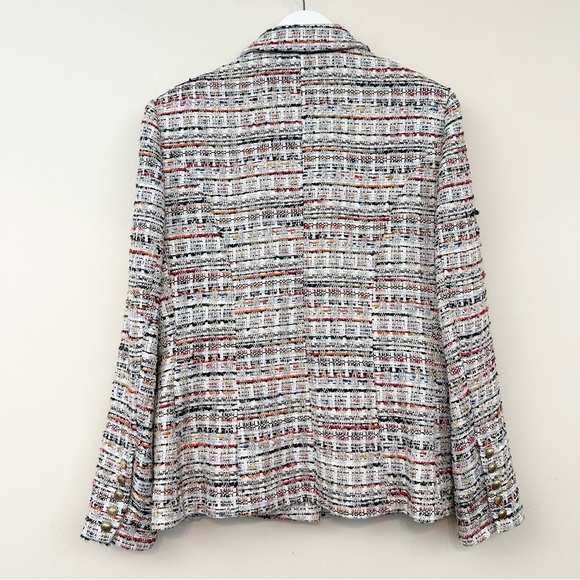 L'AGENCE Kenzie Double Breasted Blazer in Orange & Blue Multi - Picture 12 of 16